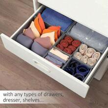 1 件可折叠抽屉整理盒，3 种尺寸，适用于衣服、内衣、袜子、围巾、领带（灰色），适用于衣柜、梳妆台、储藏室衣架