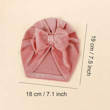 3入組寶寶兒童柔軟透氣雙層蝴蝶結彈性針織帽,適用於秋冬季節 - 彩色 - 查看 11