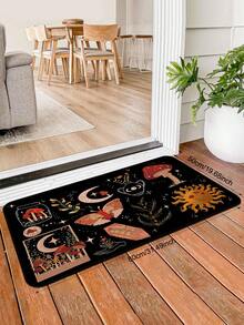1Pc Vintage Living Room Plant Printed Rug Soft Washable Area Rug Decorative Floor Mat For Bedroom Living Room Bathroom Home Decor - Multicolor - View 5