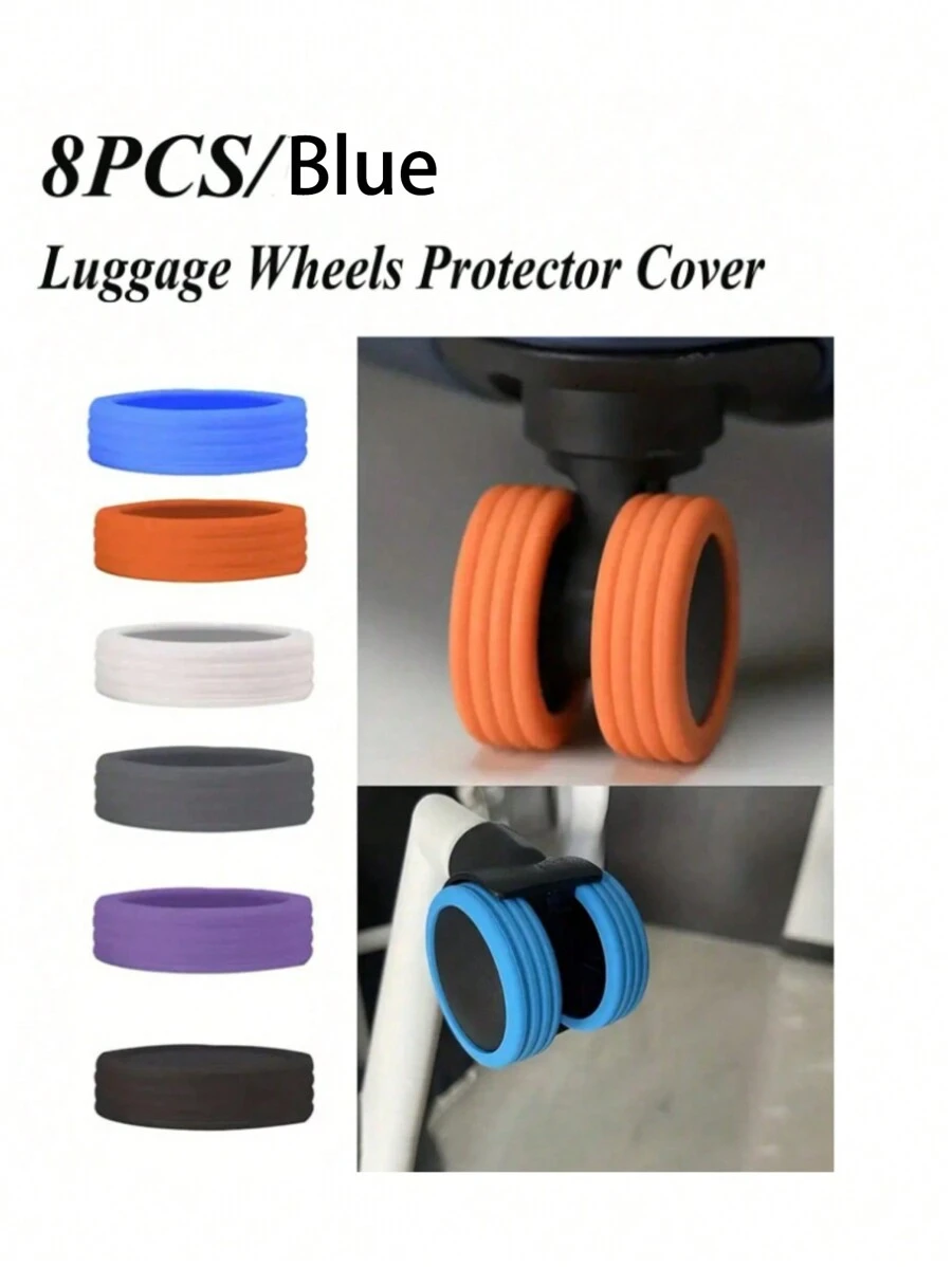 8入組手推車輪轉輪橡膠套,靜音減震減少噪音行李箱輪轉輪減震保護套,辦公室輪椅便攜行李箱輪保護套,彩色硅膠行李箱輪套,無縫修復行李箱輪,旅行開始的行李箱五金配件保養維修套,多用途行李箱輪套,能完美保護行李箱輪 - 藍色 - 查看 1