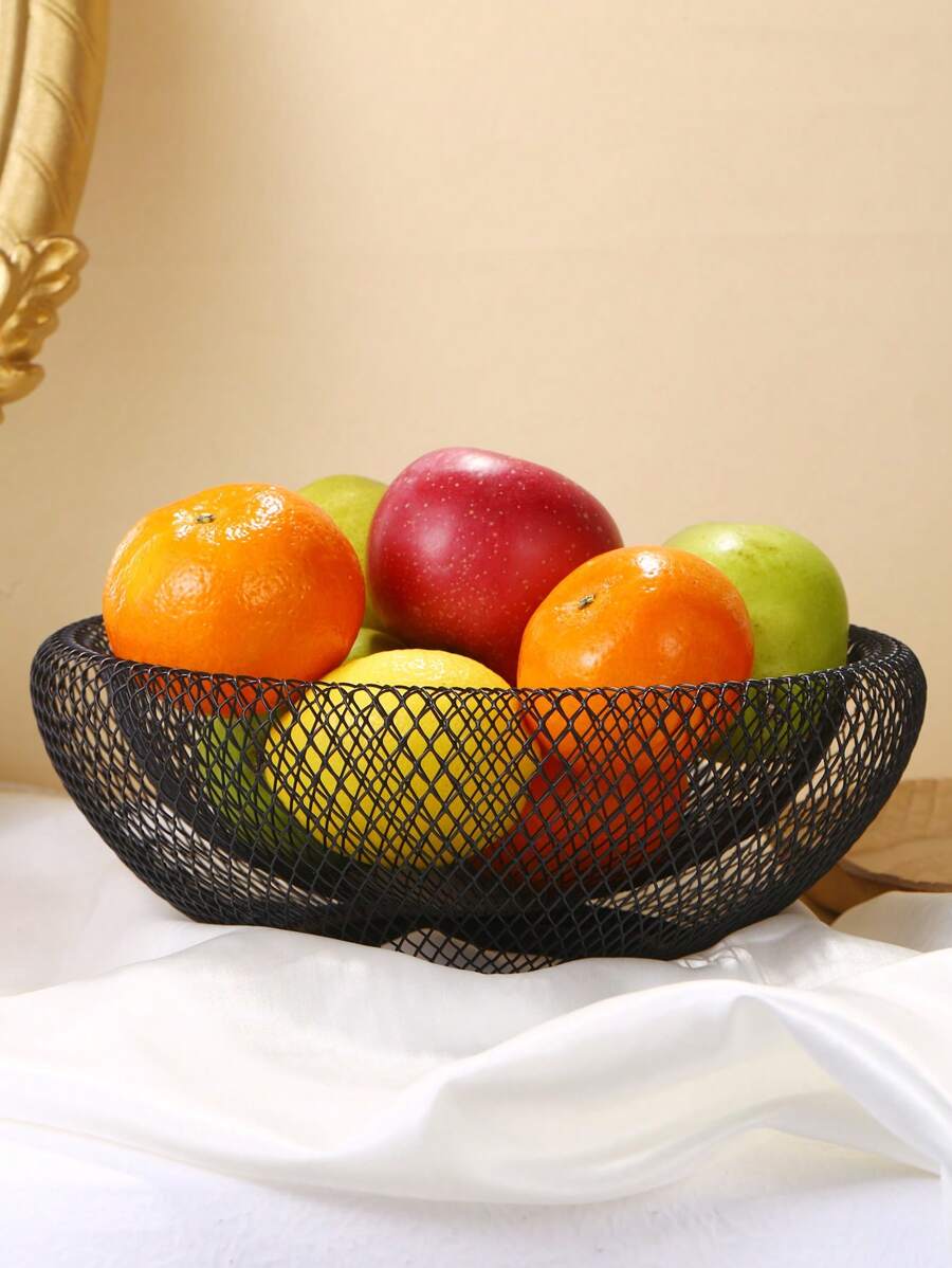 A Simple Creative Double-Layered Metal Fruit Basket Iron Fruit Plate Home Living Room Desktop Fruit Plate Decoration - Black - View 1