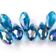 50入組/套鍍層掉落形玻璃水晶珠,帶水平孔,多色多角剔透珠子,適用於手鍊和項鍊diy,尺寸包括5x7mm 6x12mm 8x13mm - 彩色 - 查看 19