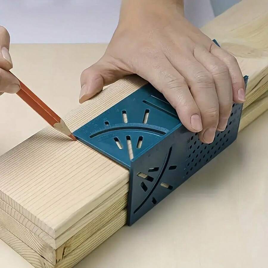 1pc Abs Multifunctional Woodworking 3d Measuring Gauge, Carving & Lettering Measuring Tool - Dark Green - View 1