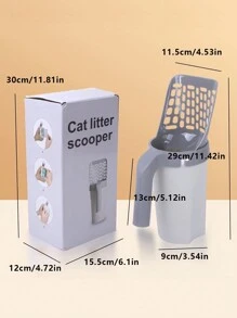 Detachable Portable Plastic Cat Litter Scoop Set, Cat Waste Scooper - Grey - View 2