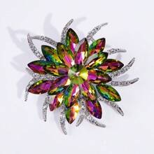 1pc Korean Style Rhinestone Decor Shiny Purple Flower Brooch, Exquisite & Versatile Pin Accessory For Clothes Valentines,Mom,Mother,Mother's Day,Gift - the flowers - View 3