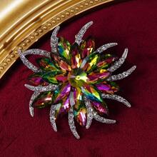 1pc Korean Style Rhinestone Decor Shiny Purple Flower Brooch, Exquisite & Versatile Pin Accessory For Clothes Valentines,Mom,Mother,Mother's Day,Gift - the flowers - View 1