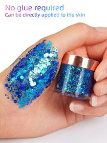 1瓶從藍到深藍色變幻的帶龍鱗紋理的閃粉凝膠,適用於面部、頭髮、眼睛、嘴唇、身體等各種場合,如節日、派對、萬聖節、聖誕節、舞台和夜店等 - 青深藍色 - 查看 3