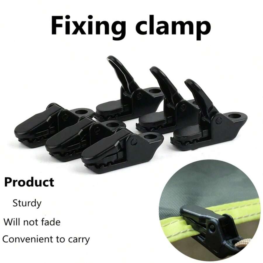 20pcs Sun Shade Net Clips, Curtain Hooks, Tent Clips, Portable Windproof Fasteners - Black - View 1