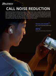 Reletech P-M1 TWS 无线耳机 ANC 主动降噪耳机，精致小巧，手掌大小，打开即可自动配对 - 黑色 - 查看 2