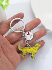 1 Miếng Nam Kim loại Thú cưng Chó Chó tha mồi vàng Hình dạng Ô tô/xe hơi Móc chìa khóa Ba lô Vật rủ xuống Đối với Chó Quà tặng người yêu - Màu vàng - Xem 3