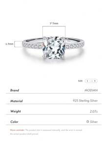 MODIAN 925 Sterling Silver Exquisite Square CZ Classic Basic Female Wedding Ring For Women Wedding Anniversary Fine Jewelry Engagement Bridal Jewelry