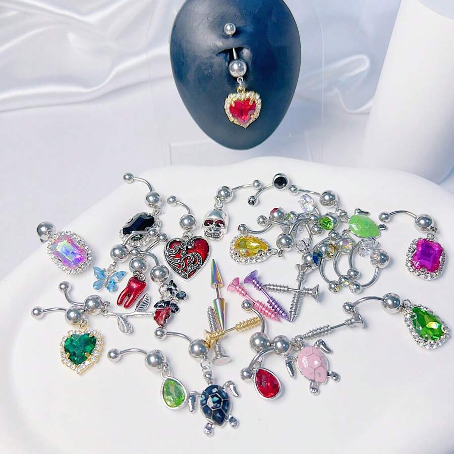1pc Turtle Decor Navel Belly Ring Stainless Steel Fashion Punk Perfect Piercing For Women & Men Body Jewelry Gift - Multicolor - View 1