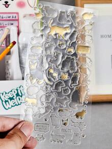 1 Pieza Pegatina De Patrón De Gatito Dorado De Papel De Aluminio Para Álbumes De Recortes, Cuaderno, Decoración Diy - Dorado - Ver 5