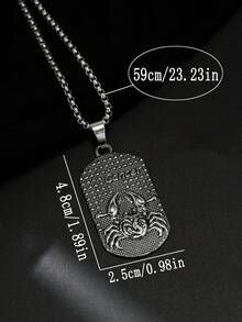 1pc Alloy Vintage Zodiac Sign Tag Hip Hop Men's Fashion Necklace - Cancer - View 4