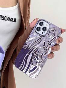 Apple Electroplated Crinkled Phone Case Waterproof Shockproof Anti-Fall Scratch Resistant - Purple - View 4