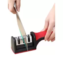 Afilador de cuchillos manual 3 en 1: Barras de diamante para afilar, carburo de tungsteno para dar forma y afilar, piedra de cerámica para afilar y pulir la hoja. Oferta del - Rojo - Ver 1