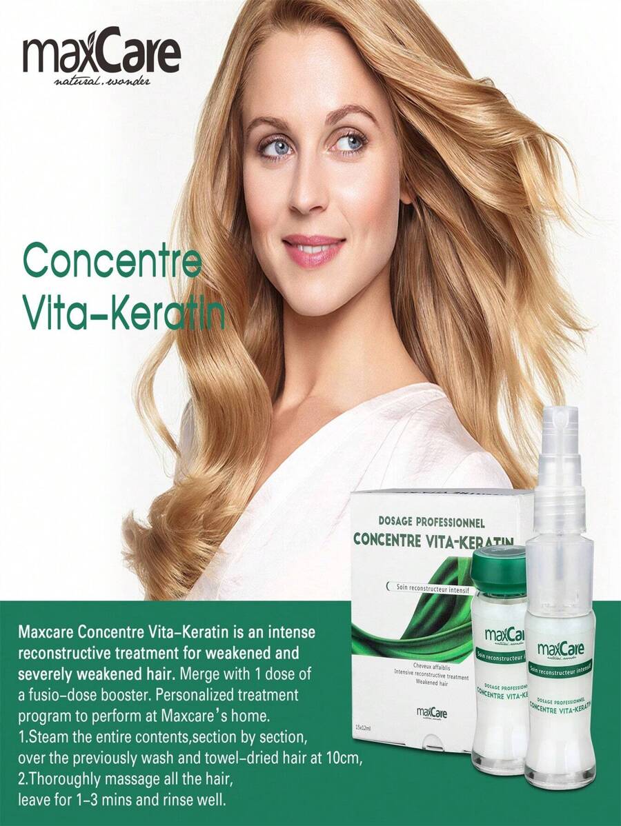 Vita-Keratin Maxcare Vitality Gel義大利製即時滋養和強化染燙髮護理精華，溫和修復和保護配方，適用於燙髮和染髮，也可作為捲髮保護霜 - 白色 - 查看 1
