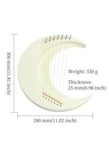 1pc 7-string Lyre Harp With Crescent Moon Shape, Miniature Beginner's Harp Lute Lyre, Uncommon Musical Instrument - 7-string crescent lyre - View 2