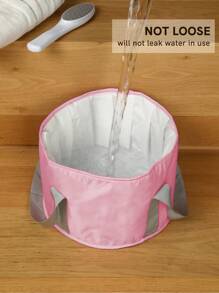 1 Túi Ngâm Chân Có Thể Gấp Gọn Di Động Có Tay Cầm Để Làm Móng Chân, Ngoài Trời Và Du Lịch, Màu Hồng - Hồng - Xem 4