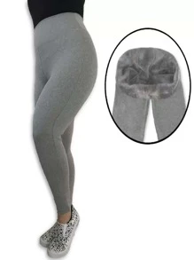 Plus Size Sports Leggings & Pants - Grey - View 1