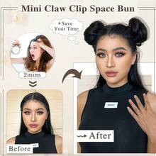 太空发髻发片 1 件迷你爪夹发髻接发夹凌乱猫耳发髻接发合成甜甜圈发髻接发发饰适合女性女孩，适合各种场合，包括音乐节、派对、度假和所有季节 - Light Brown - 查看 4