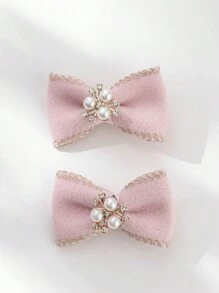 2pcs/set Butterfly Design Kids' Hair Clips - Pink - View 2