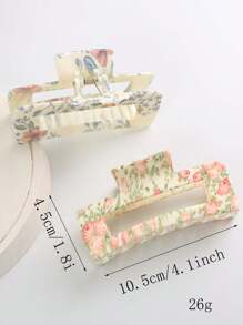 2pcs/Set Lovely Floral Printed Hair Claw & Hair Claw Set For Daily Use Boho Casual Valentine's Day Valentines Claw Clips Hair Clips Hair Jaw Clip Hair Clamps Hair Clutch Hair Catcher Clip, School Stuff, College Fall Winter Hair Accessories For Women For Vacation Outfits Woman - Multicolor - View 5