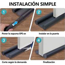 Guardapolvo y Protector Tira de Sellado para Puerta - Cubre Polvo Puerta, Tope para Puerta de Bajo con Tiras de Espuma para Polvo Prevención, Reducir de la Luz del Ruido - Todo Incluido - Negro - Ver 5