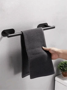 1入組不銹鋼毛巾架,簡約黑色牆掛浴室毛巾架