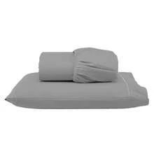 Jogo de Cama Solteiro 400 Fios 2 Peças 100% Toque Macio - Cinza - Visão 1