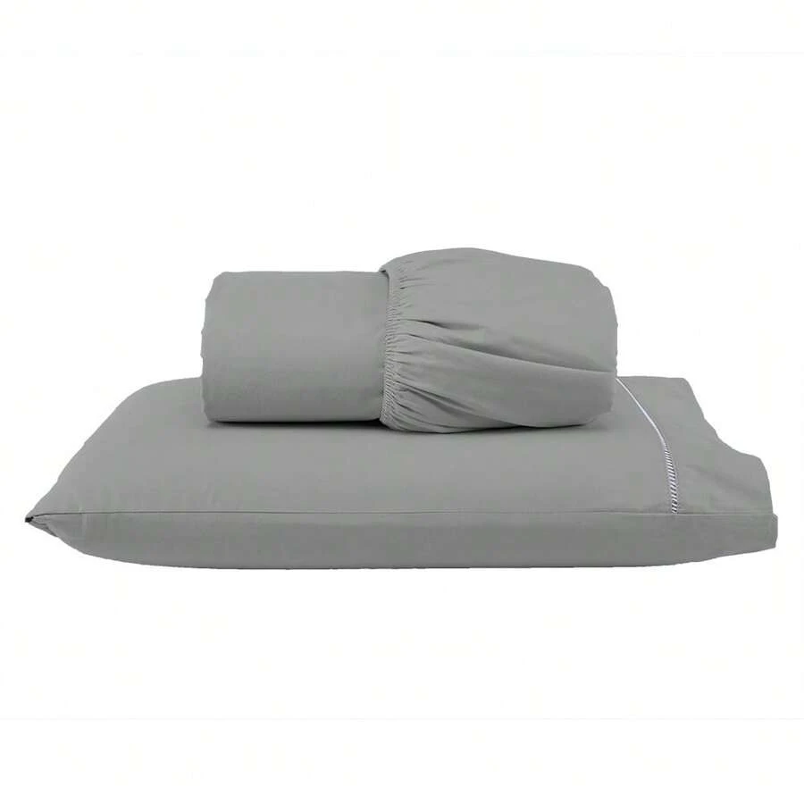 Jogo de Cama Solteiro 400 Fios 2 Peças 100% Toque Macio - Cinza - Visão 1