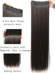 Black-Brown Extra Long Straight Hair Extensions, 20-40 Inch 5 Clips Synthetic Hair Extension Heat Resistant Fake Hairpiece For Women Chinese New Year,Music Festivals, Parties, Cosplay, Holidays And Daily Use