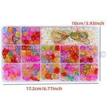 15格女孩編織手環首飾製作玩具新款diy珠子兒童玩具配件套裝,創意兒童禮物手工珠寶手鍊/項鍊/耳環/配件製作,手工做珠寶和女孩手工藝禮物,兒童生日/萬聖節/聖誕節禮物(填充珠子有隨機顏色))