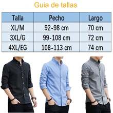 Hombres Camisa unicolor con botón Camisa Corte Pegado Casual Cuello Mao Manga Larga - Negro - Ver 2