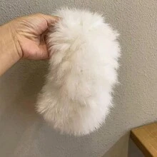 女性兔毛頭帶,復古寬緣毛絨帽,保持溫暖時尚,適用於男女,適用於冬季