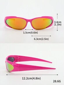 1入女士玫瑰紅色小框裝飾y2k時尚太陽眼鏡,適合日常佩戴 - 紅色 - 查看 5