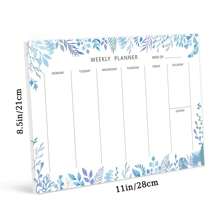BUBU 1張一週計畫記事本撕下式日曆表52張無日期待辦事項記事本桌面計畫器計畫墊生產力追蹤器,適合工作目標筆記統籌安排日程工作腦力激盪,花卉藍色 - 藍色 - 查看 3