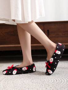 女士家居拖鞋秋冬保暖鞋落地鞋靜音軟底鞋鞋面紋理方向隨機 - 黑色 - 查看 7