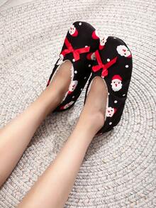 女士家居拖鞋秋冬保暖鞋落地鞋靜音軟底鞋鞋面紋理方向隨機 - 黑色 - 查看 2