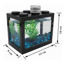 Mini Pecera Para Pez Beta Kit Completo Acuario Con Luz Led - Negro - Ver 3