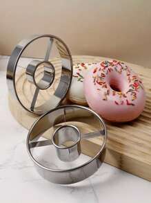 1入組耐用不銹鋼甜甜圈模具-完美適用於自製甜甜圈、餅乾和蛋糕甜甜圈diy烘焙工具、廚房小工具 - 銀色 - 查看 2