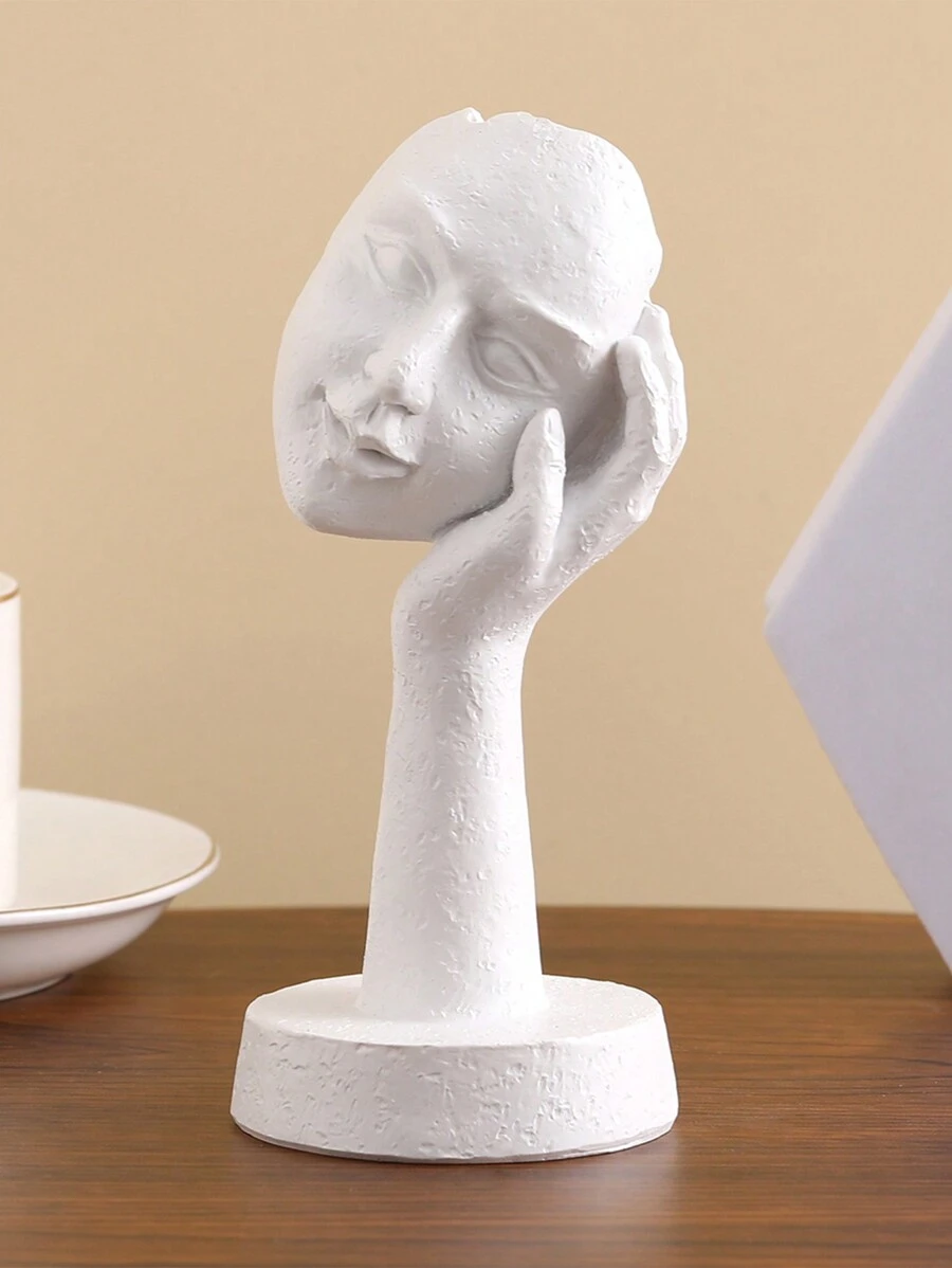 1 件樹脂北歐風格抽象藝術面具雕像適合家居或酒吧裝飾 - 白色 - 查看 1