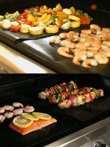 1 件可重复使用烤箱垫，微波炉适用玻璃纤维特氟龙烘焙衬垫，耐热不粘垫 - 黑色 - 查看 3