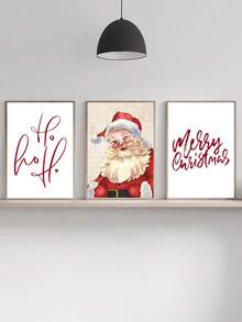 3入組/套聖誕節裝飾畫,聖誕老人主題,帶畫布的客廳墻藝術裝飾 - 彩色 - 查看 2