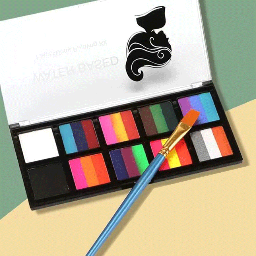 Paleta De Maquillaje De Barra Arcoíris Soluble En Agua, Pintura Corporal De 10 Colores, Para Cara, Cuerpo, Festival Y Puesta En Escena, 1 Ud. - Multicolor - Añade 5