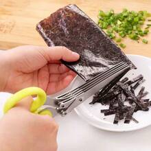 5-layer Stainless Steel Scissors, Multi-function Seaweed & Auxiliary Food Scissors, Kitchen Food Shredder - Apricot - View 9