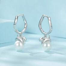 bamoer 1 đôi 925 sterling bạc Vỏ trai Tai Khóa Dễ thương Kitty Vòng khuyên tai Đối với phụ nữ Quà sinh nhật Tốt Đồ trang sức - Bạc - Xem 1