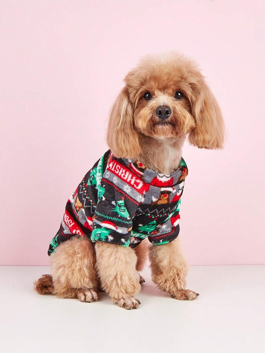 1 件男女通用冬季保暖聖誕寵物運動衫適合貓狗 - 彩色 - 查看 1