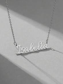 1pc Simple & Fashionable Stainless Steel Alphabet Pendant Necklace With Engraved Name For Men & Women Suitable For Vacation, Party, Daily Wear, Etc. - grace - View 13