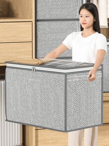 1PC Large Capacity Top Perspective Storage Bag, Toy Storage Bag, Quilt Storage Bag, Clothing Storage Bag, Annotation Slot, Reinforced Handle, Bi-Directional Alloy Zipper, Exquisite Edging Technology, Suitable For Home Wardrobe Storage, Bed Bottom Storage, And Portable Storage When Moving School Organizer Bags Teacher Storage Bags - Light Grey - View 5